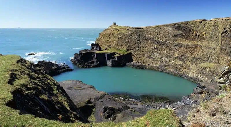 The Blue Lagoon at Abereiddy on the Pembrokeshire coast in Wales.