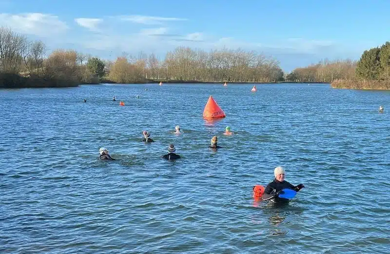 Swimmers enjoying Frisby Lake in Leicestershire
