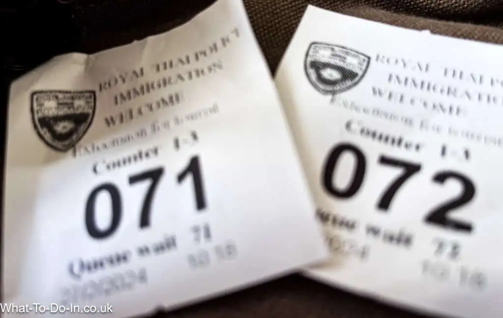 Numbered tickets for your slot to extend your visa in Krabi Immigration Office