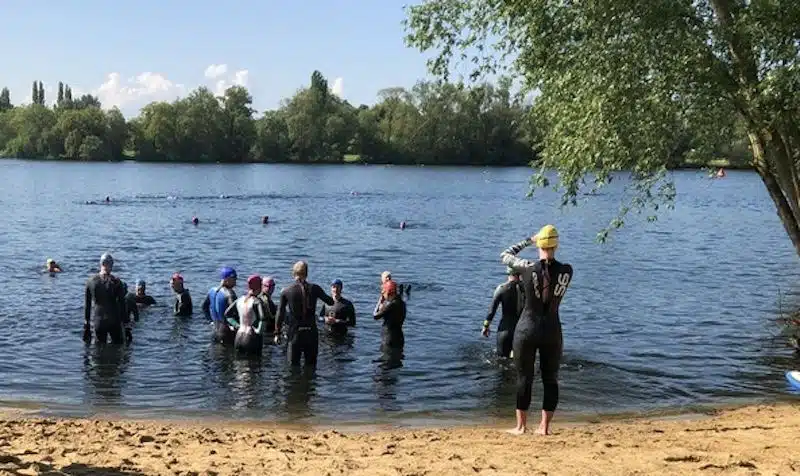 Outdoor swimmers in the lake at Shepperton, Middlesex