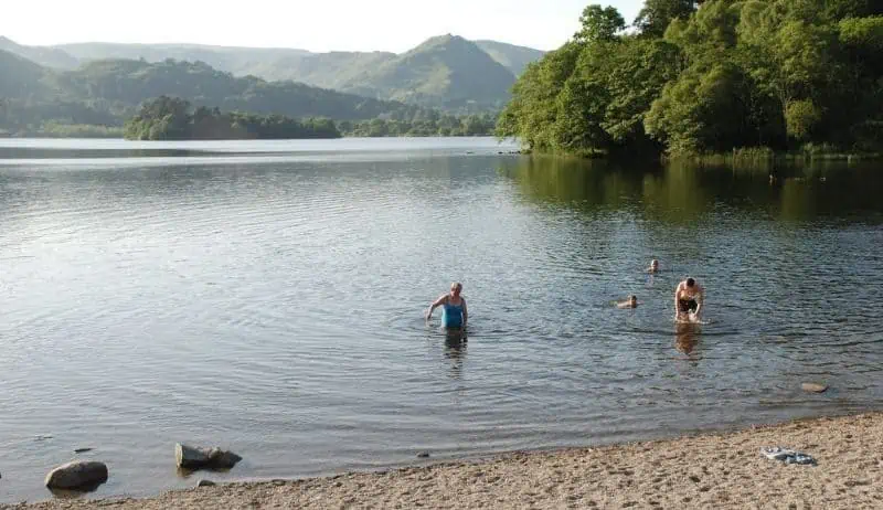 Two swimmers in Grasmere in the Lake District