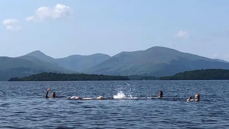 Swimmers in Loch Lomond, Scotland