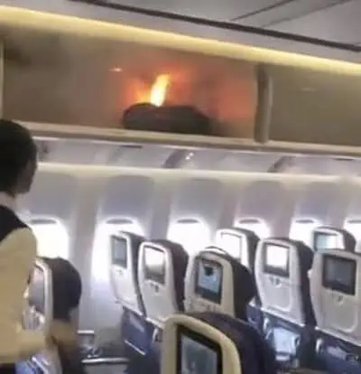 power bank catching fire on a plane